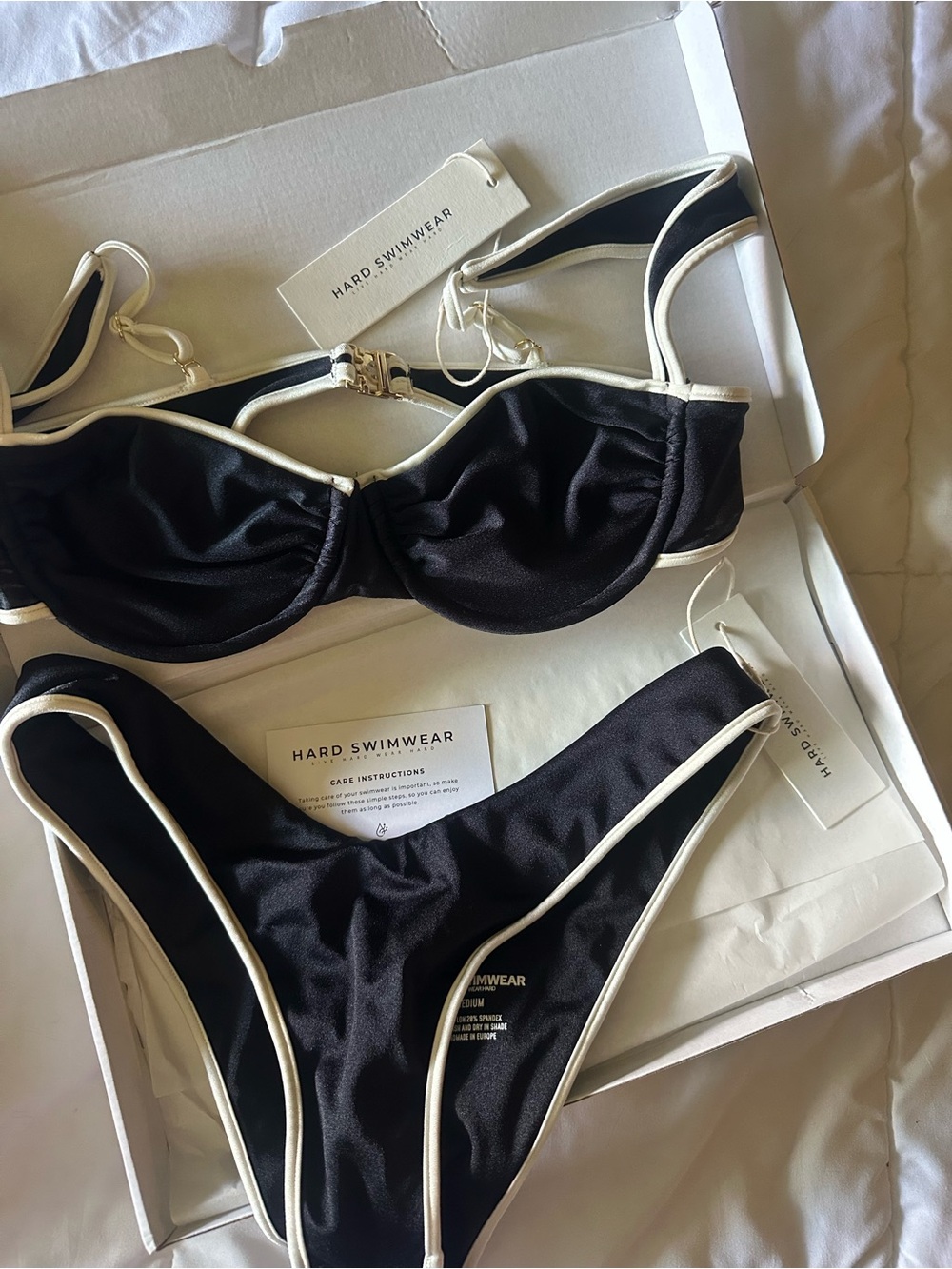 Hard Swimwear Black Bikini with White Contrast Trim